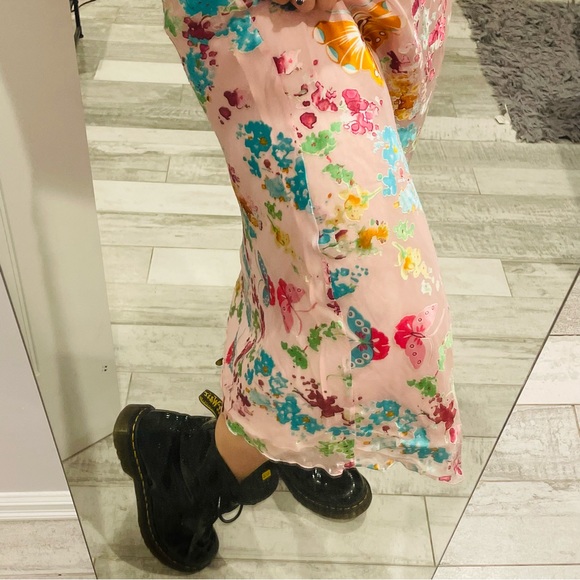 Anthro Italian BELLA VALENTINA Silk Diagonal Slim fit Midi Slip Skirt - Picture 6 of 16